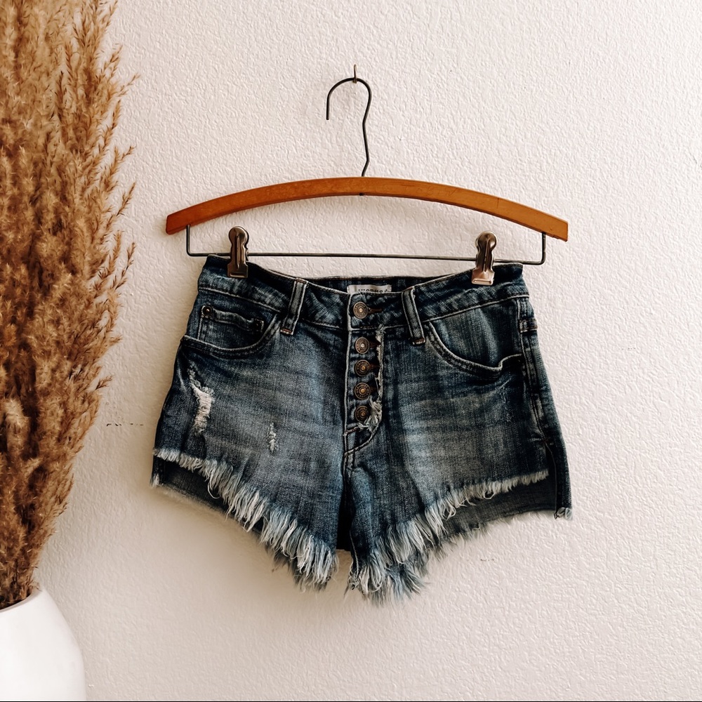 Just USA Distressed High Rise Jean Shorts